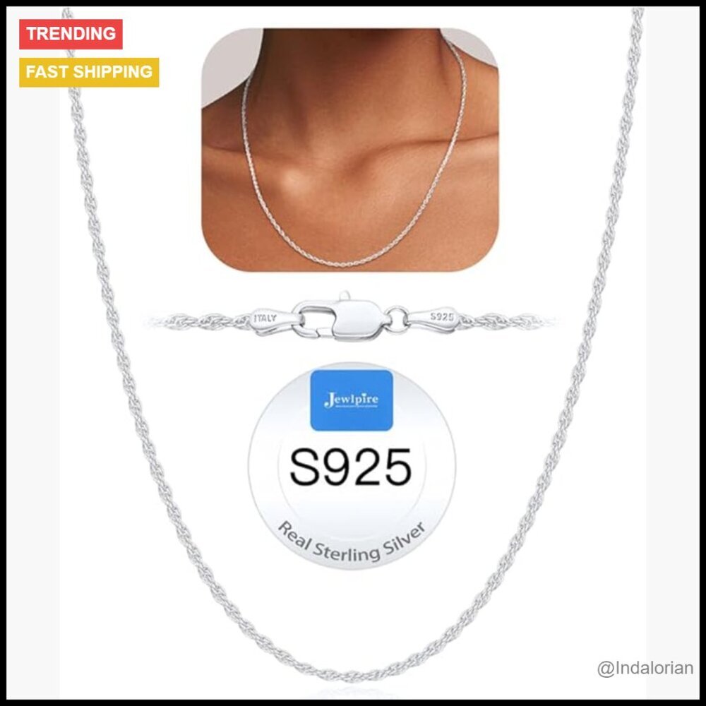 925 Sterling Silver Chain Necklace 14K Gold Plated Dainty Rope Chain
